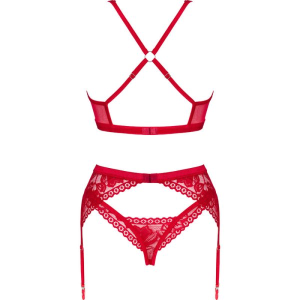 OBSESSIVE - LACELOVE SET THREE PIECES RED XS/S 6